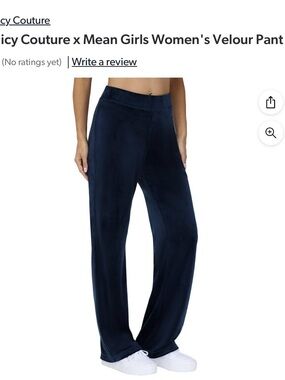 Juicy Couture Navy Velour Wide-Leg Pants